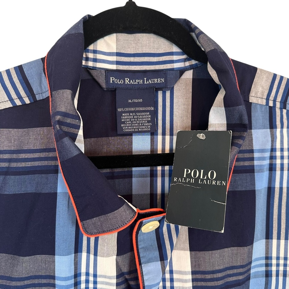 Polo Ralph Lauren Mens Pajama Shirt XL Plaid Cotton Sleepwear Deadstock NWT - Picture 3 of 10